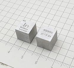 Indium Cube - 10mm Pure Metal Element Cubes - Laser
