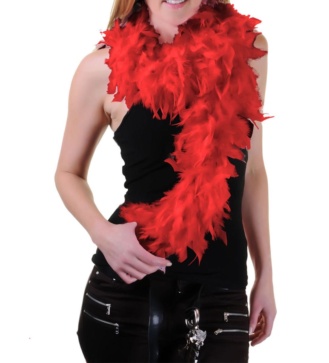 DIGITAL SPOT Womens Feather Boa Ladies Hen Night Stag Party Burlesque Fancy Dress Accessory Red