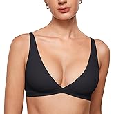 INLYRIC Women's Inbarely Soft Plunge Bralette - Deep V Unlined Triangle No Padding No Underwire Sexy Comfort Sleep Bra