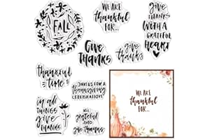 Estivaux Fall Thanksgiving Words Clear Stamps for Card Making and Journaling, Give Thanks Letters Rubber Stamps Thankful Greeting Words Stamps for Scrapbooking DIY Cards Album Crafts Supplies