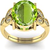 LMDPRAJAPATIS 8.25 Ratti / 7.50 Ct Green Peridot Stone Gold Ring For Women's Lab Certificate
