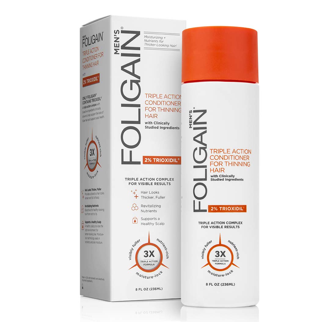 Foligain Triple Action Conditioner For Thinning Hair For Men with 2% Trioxidil | Hair Stimulating Conditioner | Men's Volumizing Conditioner (8oz): Beauty