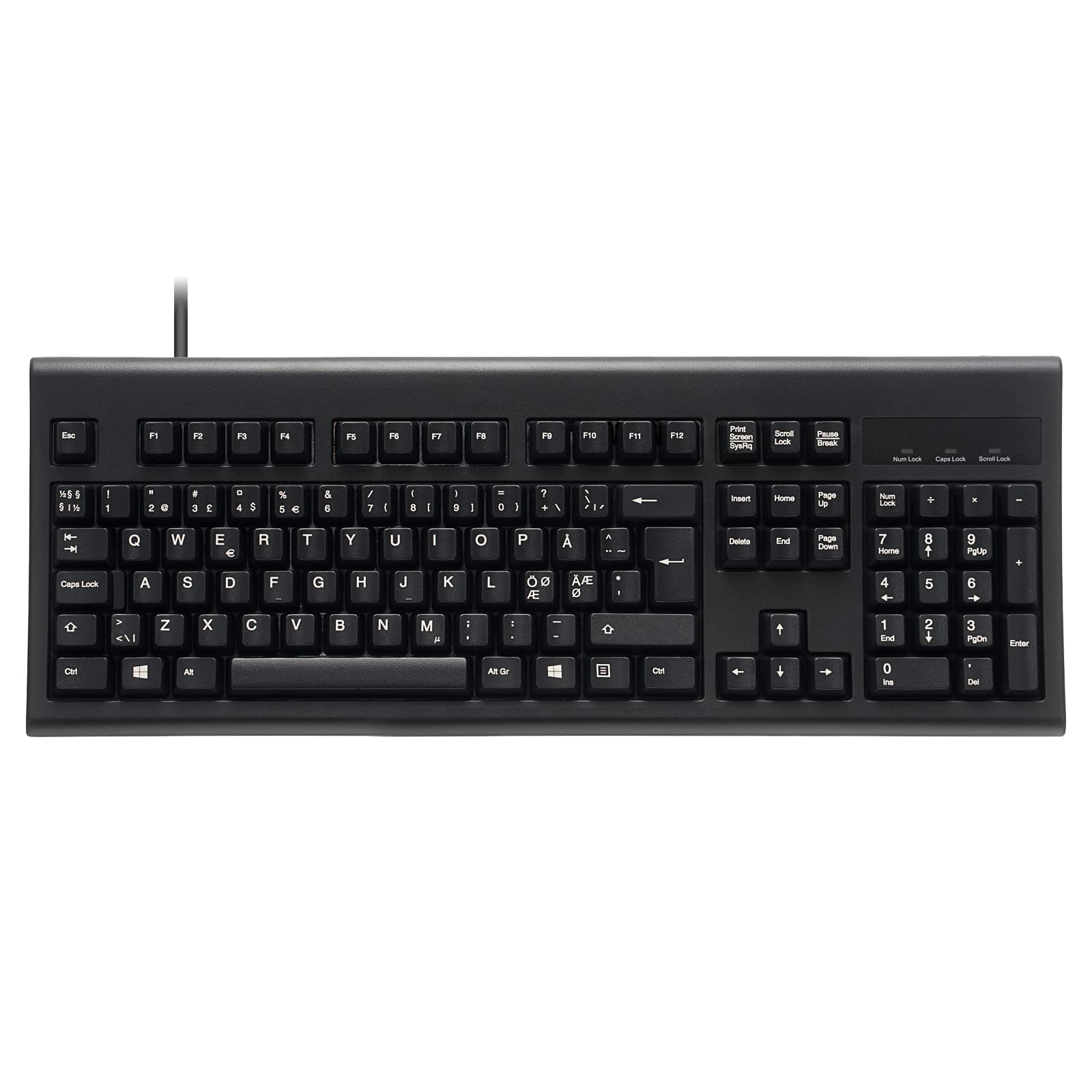 perixx PERIBOARD-106, Wired Standard Keyboard in Nordic Layout, Curve Keys Basic Keyboard, Pan-Scandinavian QWERTY, Black