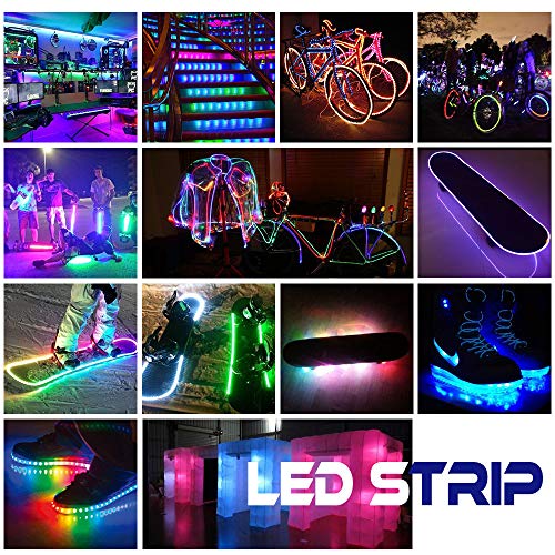 Led Strip Lights Battery Powered, RGB led Strip with RF Remote, Waterproof, 4 AA Batteries, Underglow Light for Longboard, Skateboards and Scooter, Bicycle, TV (1x 3.28ft) (5050 RGB, 1x 3.28ft)