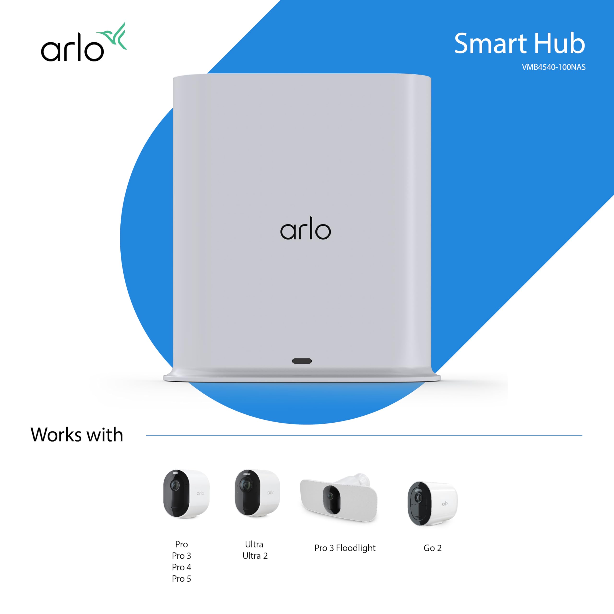 Arlo Pro SmartHub, Arlo Certified Accessory - Connects Cameras to Wi-Fi, Works with: Essential (1/2/3/3 XL, Pro 5S/6/6 XL, Ultra Cameras, Floodlight, Video Doorbell Cameras