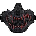 Yzpacc Airsoft Half Face Skull Masks Tactical Face with Ear Face Protection Mesh Mask for Halloween Paintball CS Hunting