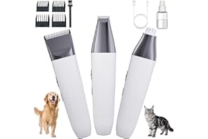 LABEKA Professional Cordless Dog Grooming Clippers - Quiet Pet Hair Trimmer for Anxious Pets, Thick Coats & Small Dogs | Pet Grooming Kit with 4 Combs & Nail Grinder | 11-Piece Pet Hair Removal Tool