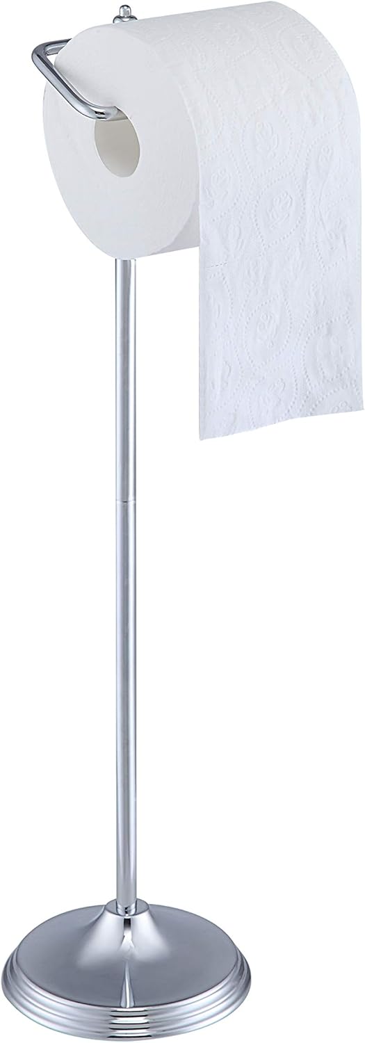 SunnyPoint Bathroom Free Standing Toilet Tissue Paper Roll Holder Stand with Reserve Function, Chrome Finish: Home & Kitchen