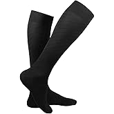 Truform Travel Compression Socks for Men and Women, 15-20 Knee High Over Calf Length, Black, X-Large