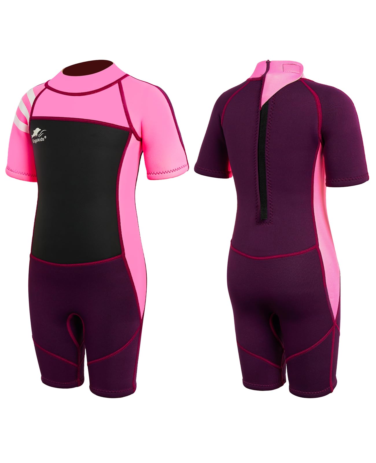Gogokids Shorty Wetsuit Kids, 2.5mm Neoprene Thermal Short Wet Suit with Back Zipper, UV Protection Wetsuit for Boys & Girls Aged 3-10 for Swimming, Surfing, Snorkelling & Diving