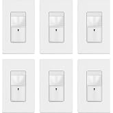 TOPGREENER Motion Sensor Light Switch, No Neutral Required, White, 6 Pack | Occupancy&amp;Vacancy Sensor Switch with Ambient Light Level, Need Ground Wire, 150W LED/CFL, Single Pole, UL listed, TDOS5-JM-W