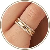Purplepig Stackable Rings Non Tarnish, Two Tone CZ Eternity Band Set | 14K Gold &amp; 925 Sterling Silver Plated, Waterproof, Wedding/Engagement/Promise Ring, Oura Ring Gen 5/4 Accessories, Size 4-11