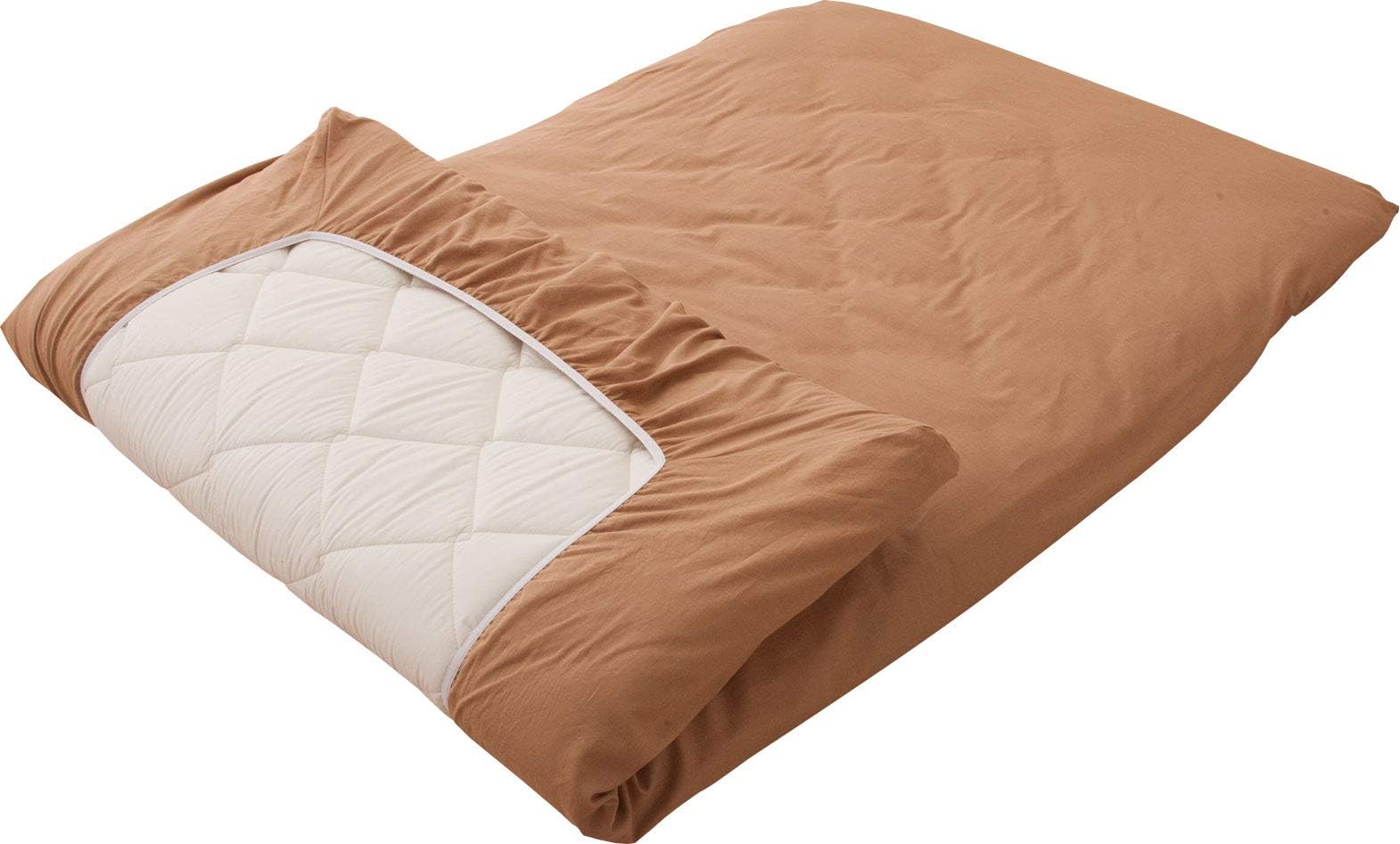EMOOR, Made in Japan, Bleached Cotton Gauze Fitted Sheet forJapanese Futon Mattress, Queen Size(65×83in), Brown