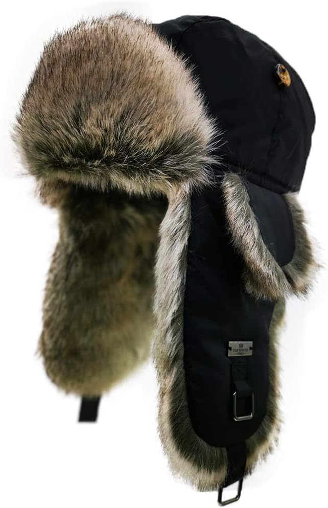 Taslon Faux Fur Aviator Ski Trapper Trooper Pilot Hat