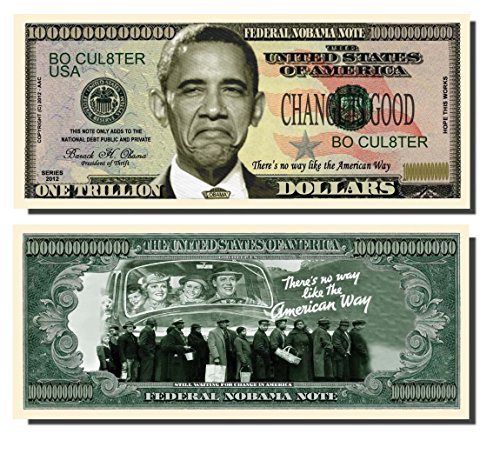 "Nobama" (President Obama) Million Dollar Bill - 10 Count with Bonus Clear Protector & Christopher Columbus Bill