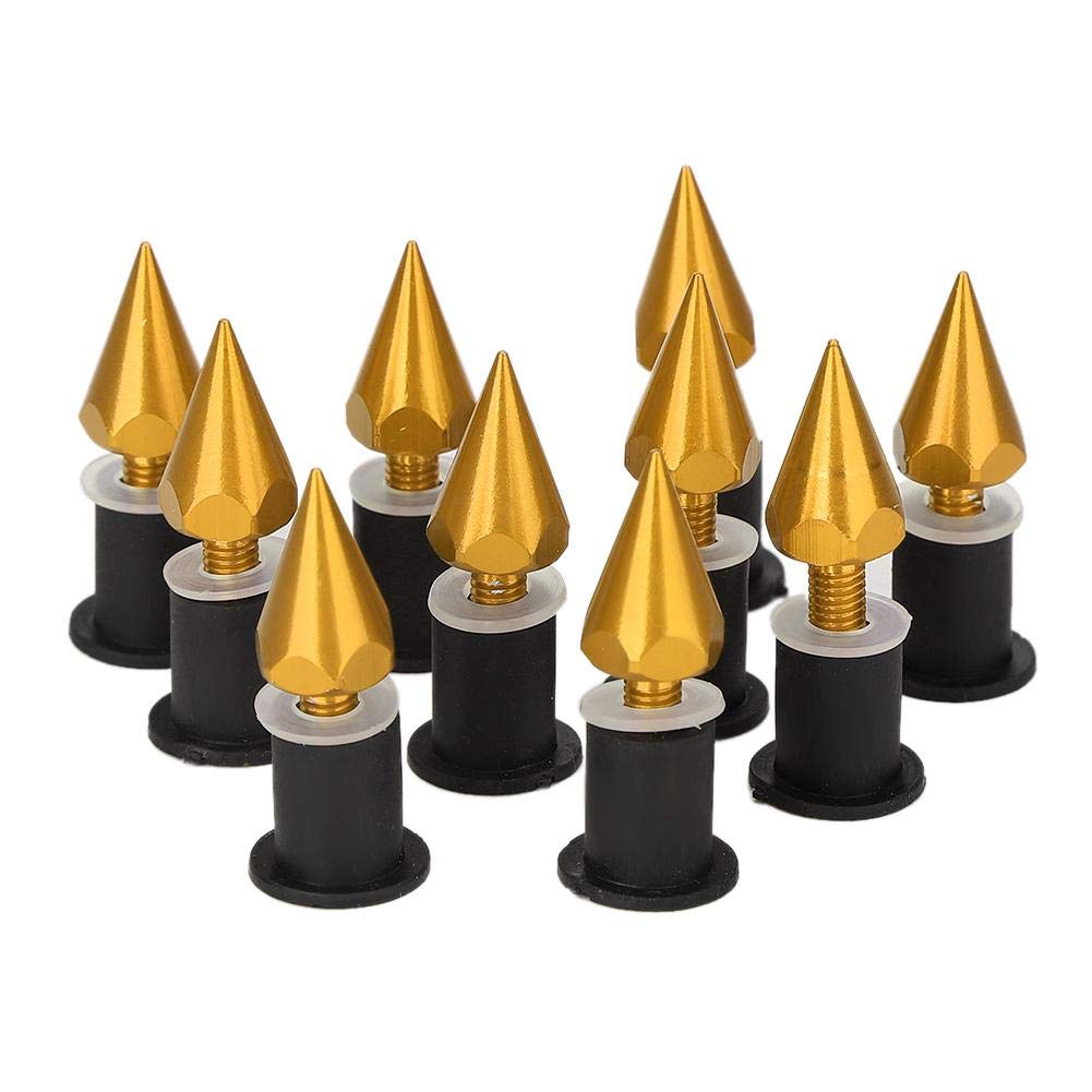 Akozon Windshield Wind Screen Spike Bolts, 10pcs Motorcycle Windscreen Bolts Kit M5 Screws Nuts Motorcycle Modification Accessories (Gold)