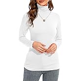 Anyeager Womens Long Sleeve Turtleneck T-Shirts Casual Lightweight Slim Fit Cozy Base Layer Top