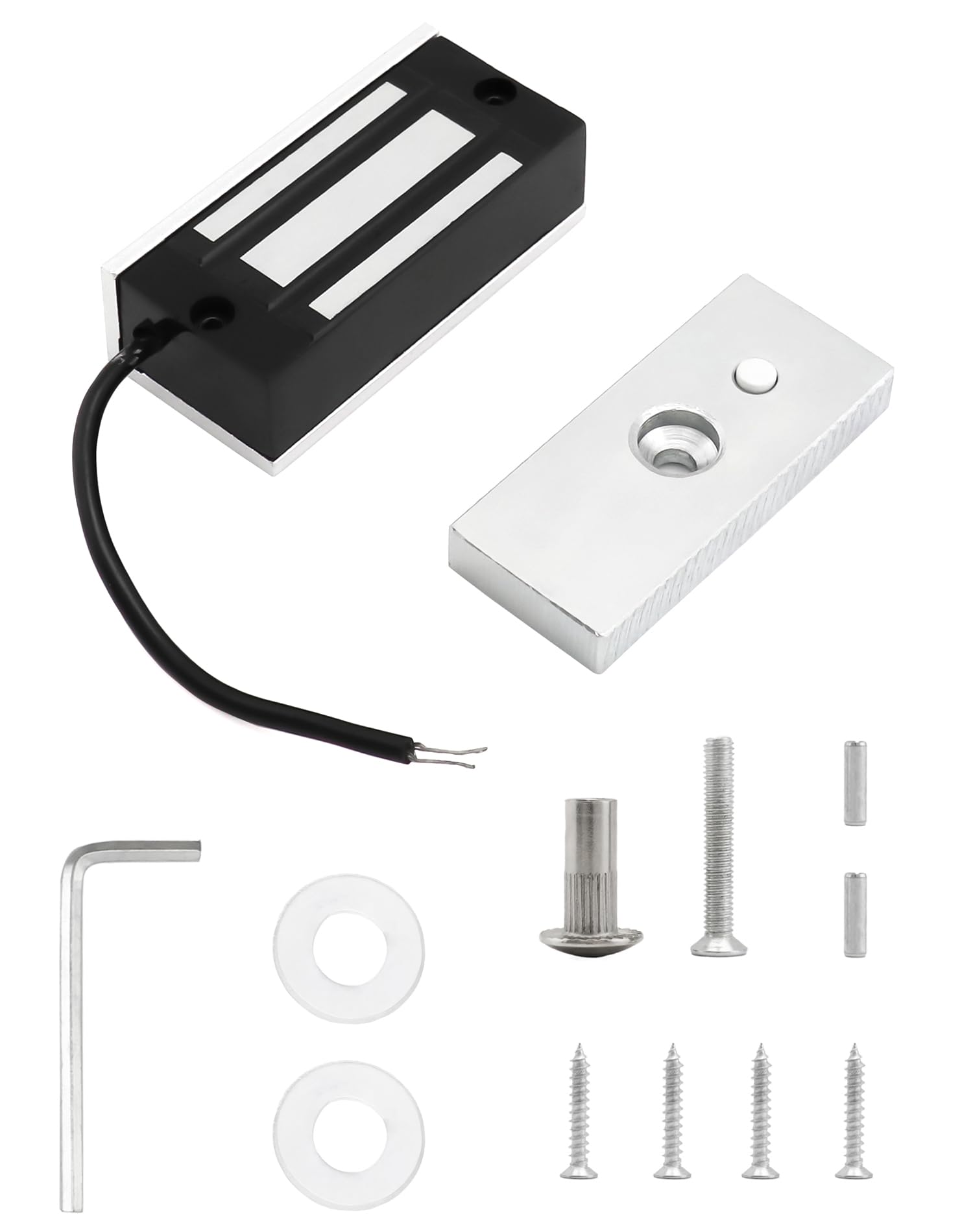 Photo 1 of QWORK Electric Magnetic Lock, 60kg 130LBs Holding Force Electric Magnetic Lock for Door Access Control System Electromagnet Fail-Safe NC Mode