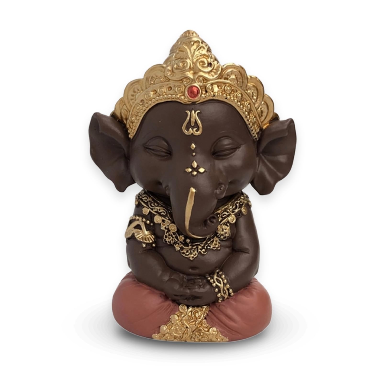 Ganesh 2 Statue – Lucky Charm – Zen and Feng Shui Decoration – To Create A Relaxing and Spiritual Ambiance – Gift Idea – Height: 11.5 cm – Colour: Green and Brown – Zen'Light