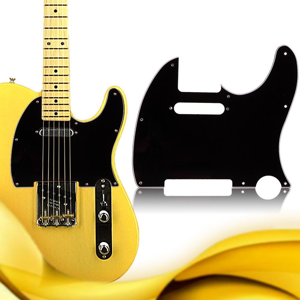 Pickguard For Tele Guitar 8-Hole Black 3 Ply Fits Fender Telecaster SS