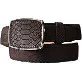 Genuine Premium Leather Exotic Python Snakeskin Print Western Belt with Removable Buckle for Men Women Cowboy Cowgirl - Brown