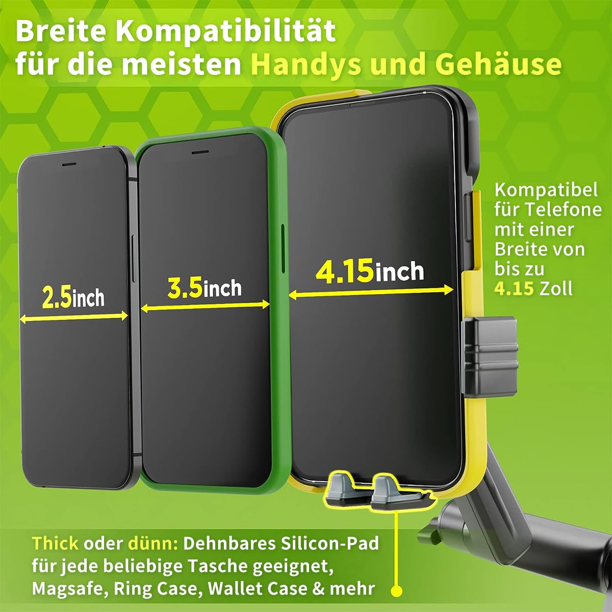 Handyhalterung LKW Man Handyhalterung Auto Handy halterung für LKW,Armaturenbrett Windschutzscheibe 16,9 Zoll langer Arm, Super Saugnapf & stabil, Kompatibel mit iPhone & Samsung (grün, Handyhalter) 5