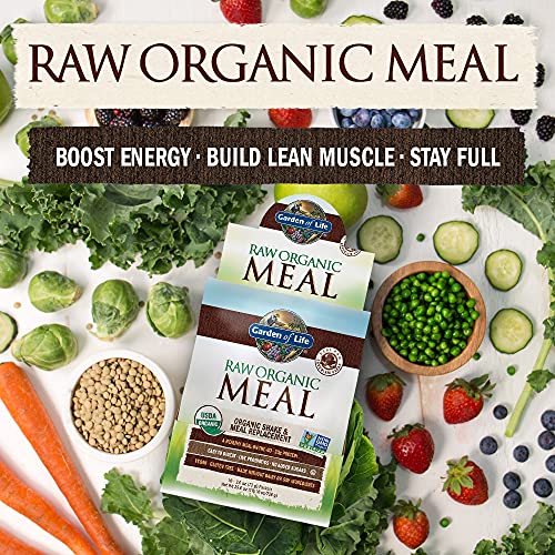 Garden of Life Meal Replacement Chocolate Powder, 10ct Tray, Organic Raw Plant Based Protein
