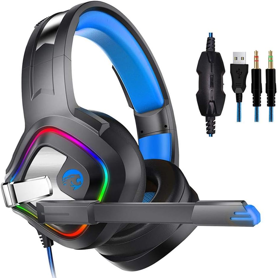 ZLR A66 surround sound gaming headphones, gaming headphones with noise reduction microphone, LED lights and soft memory earmuffs for Xbox One, PS4, Nintendo Switch, PC Mac games, smartphone support
