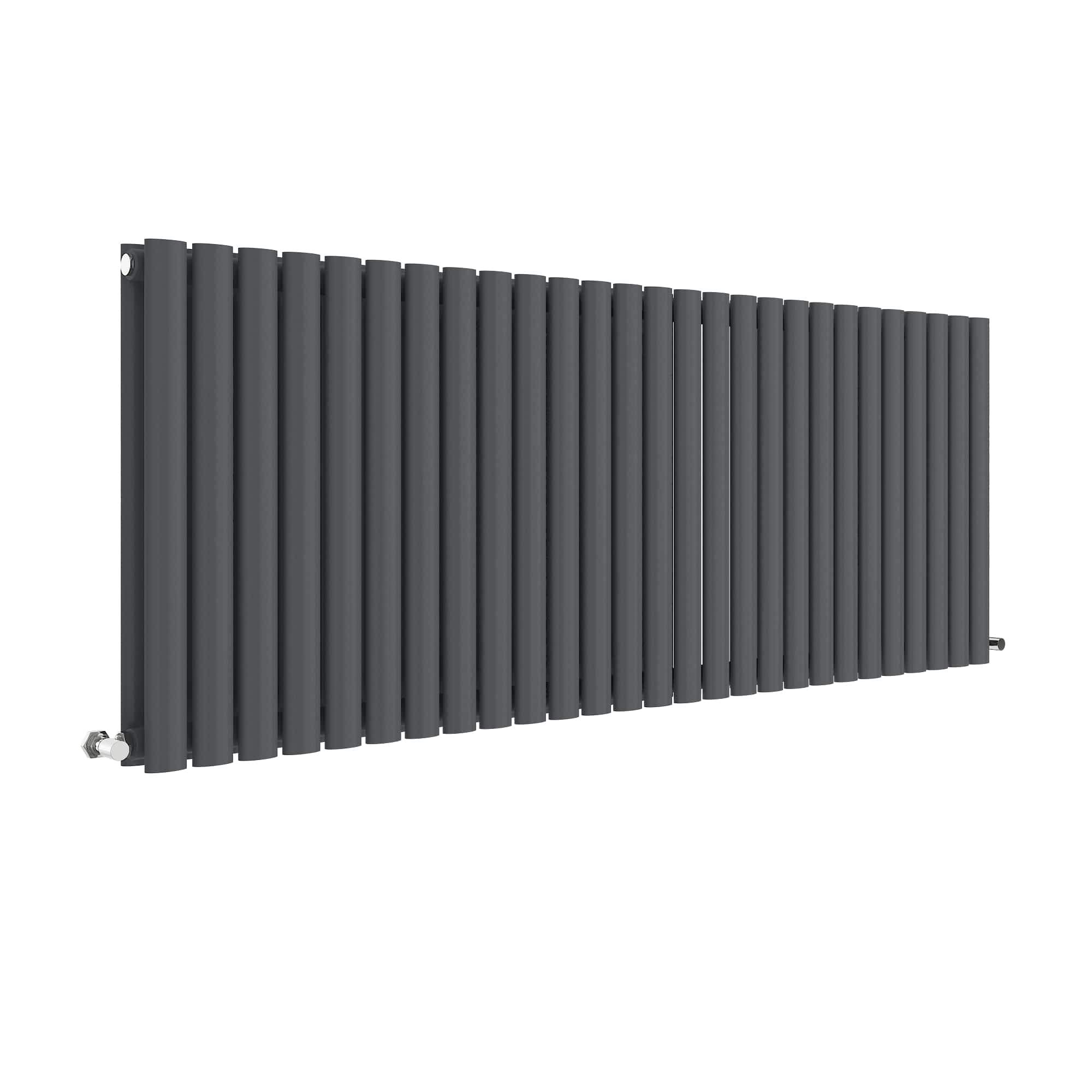 Nuie HLA42D Revive Modern Home Wall Mount Designer Horizontal Double Panel Radiator, 600mm x 1572mm x 78mm, Anthracite