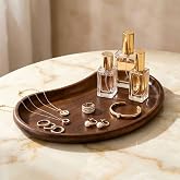 Solid Acacia Wood Tray, Decorative Wooden Tray for Home Decor, Organic Shape Coffee Table Tray, Natural Vanity Tray for Perfume, Jewelry and Accessories