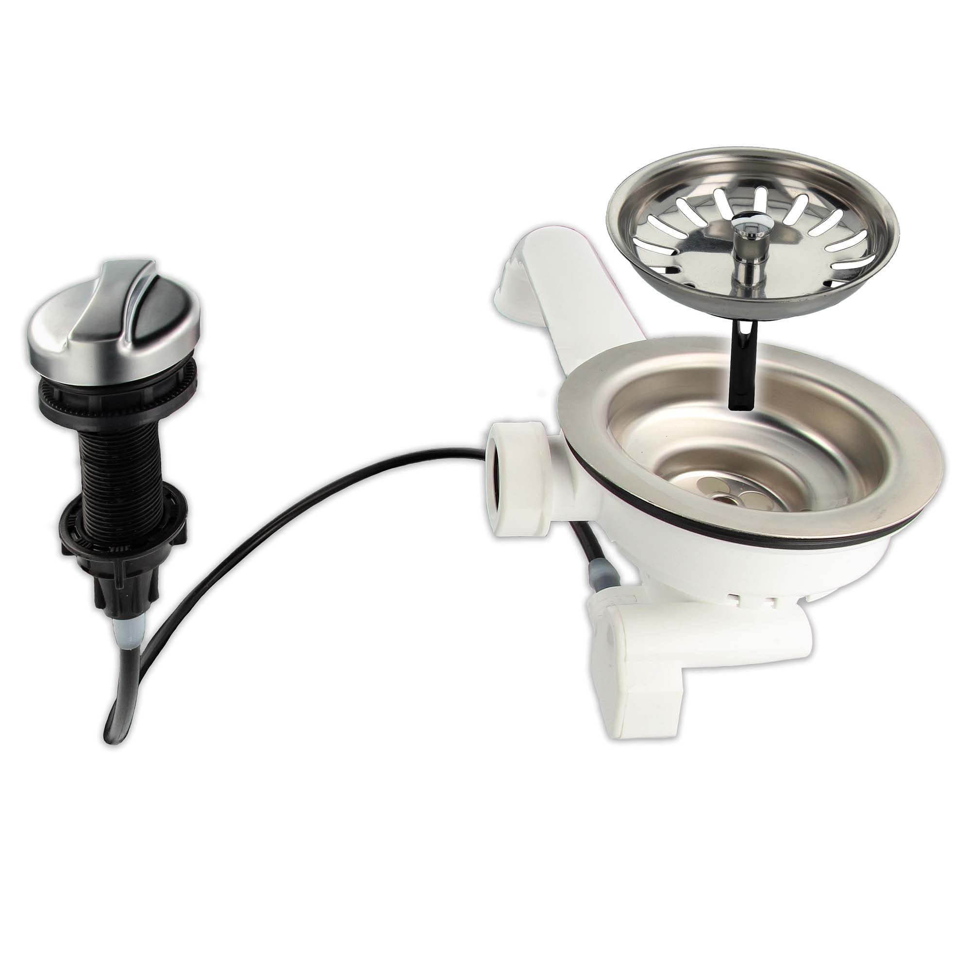 Tecuro Sink Outlet Sink Strainer Basket Valve 3 1/2 Inches - Diameter 114 mm with Cord Rotary Control