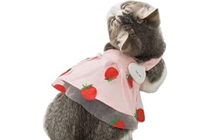 Anelekor Pink Dog Dress Summer Puppy Clothes for Small Dog Girl Spring Cat Outfit Strawberry Sleeveless Pet Dress for Cat Kitten Chihuahua Pomeranian Yorkie Poodle(Medium, D)