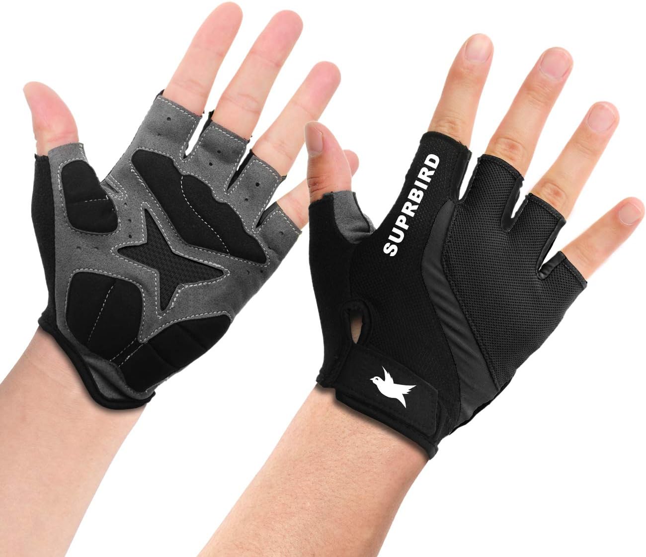 Guanti Bici Traspiranti HTZPLOO Guanti Ciclismo Mezza Dita - Uomo Donna Con Gel Antiscivolo E Imbottitura Guanti Per Bici Mtb - Foto 5