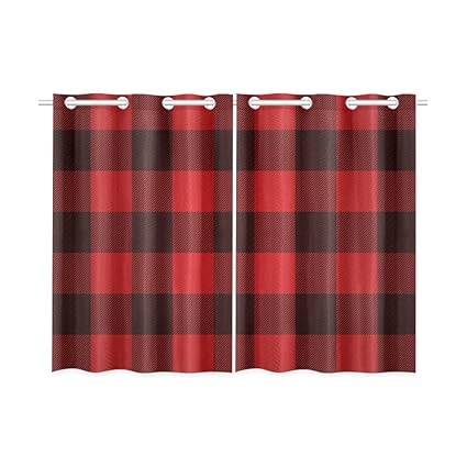 Amazon Com Blackout Window Curtains Purple Red Buffalo Check