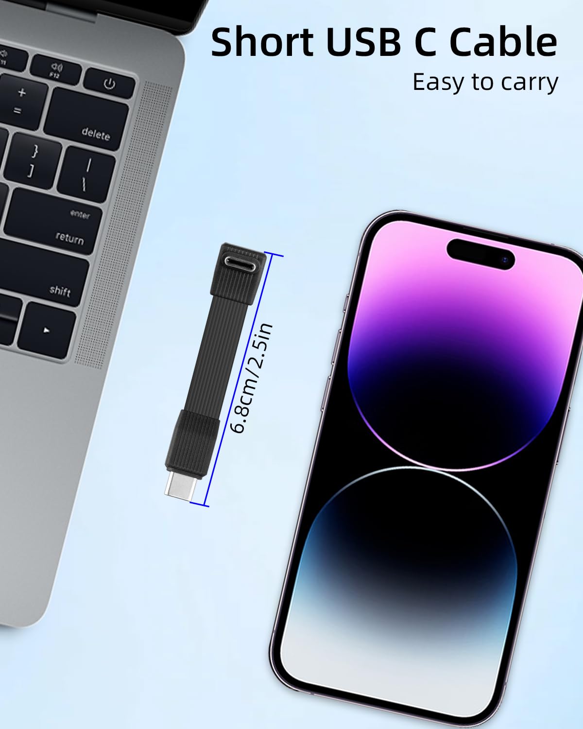 YANBORONSN 80Gbps Flaches USB-4 Kurzkabel, USB-C Schnellladekabel, PD 240W 90 Grad Typ C Stecker auf Typ C Stecker Ladekabel, 8K@60Hz Videoanzeige für Telefone, Tablets, Laptops (67MM) 6