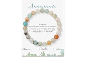 SONNYX 1PCS Healing Crystal Stone Bracelets for Women Men Semi-Precious Gemstone Bracelets 8mm Round Beads Stretch Beaded Bracelet Jewelry Gifts