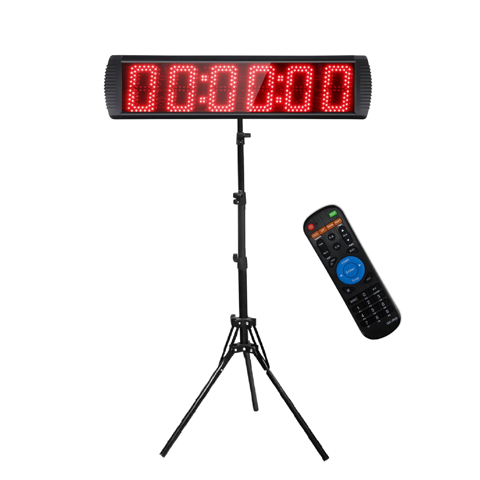5 Inch LED Race Timing Clock with Tripod for Running Events, 6 Digits Countdown/up Digital Timer Race Clock Remote Control