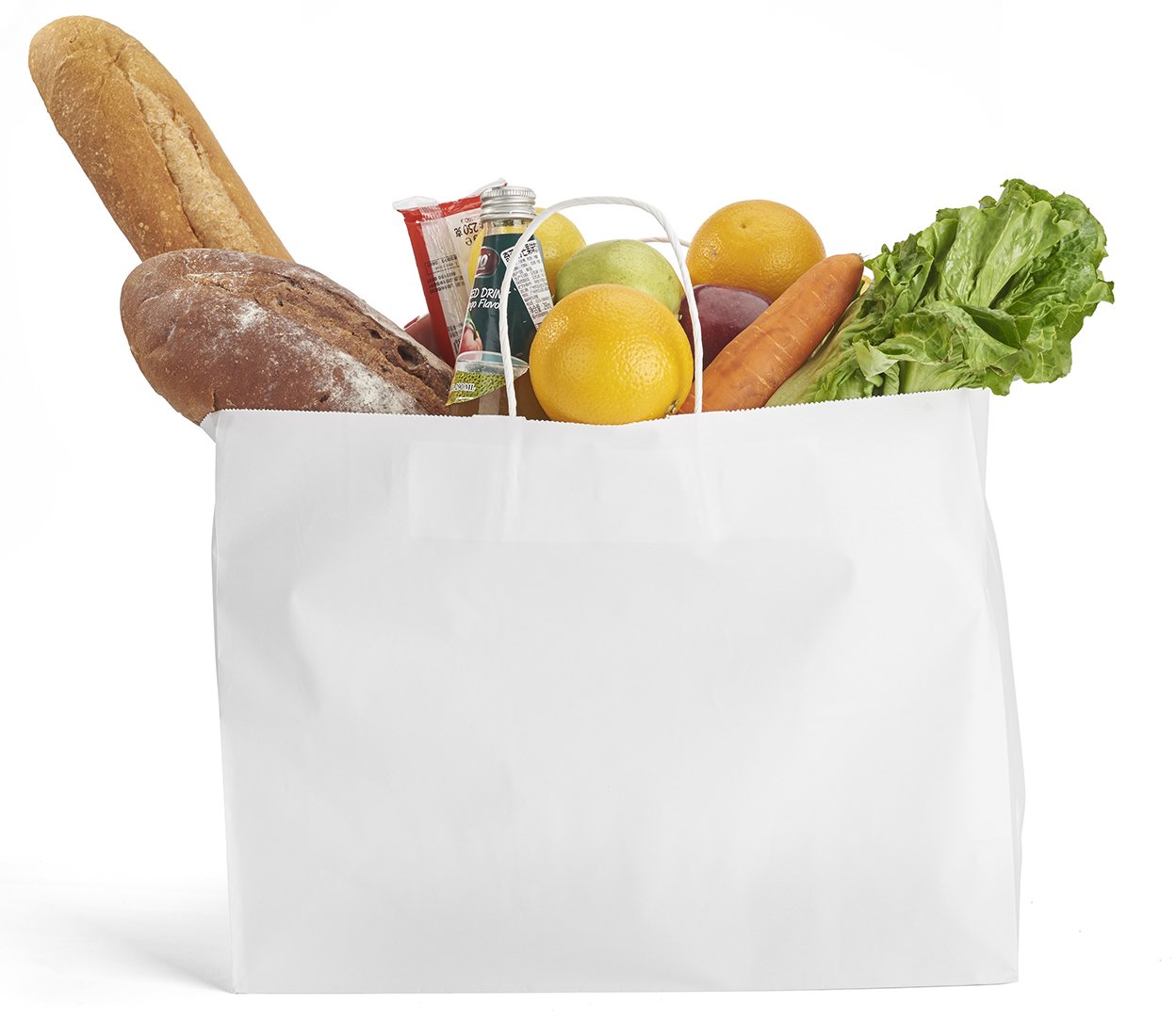 Halulu 100pcs 16x6x12 White Paper Retail Shopping Bags with Rope