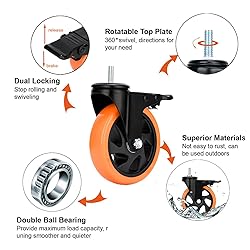 Heavy Duty Swivel Wheels 5 Inch PVC Casters with