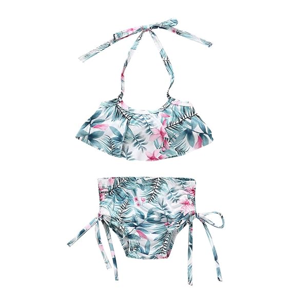 Aloove Kids Baby Girls Leaf Print Vest Summer Swimwear Swimsuit Bikini Outfits Green Amazon In Clothing Accessories