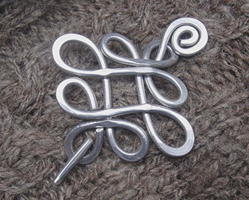 Looping Celtic Crossed Knots Aluminum Shawl Pin, For Knit or Crocheted Scarf, Handmade in Oregon - Image 3