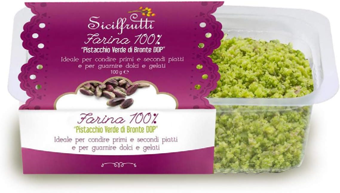 SICILFRUTTI Pistachio Flour PDO 100 Gr. Bronte Pistachio Flour with Sicilian Pistachio PDO. Italian Food with Sicilian Pistachio. Italian Specialities 100% Made in Italy