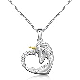 ACJNA 925 Sterling Silver Unicorn Pendant Necklace Jewelry for Women Girls