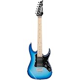 Ibanez GRGM21M 6-string Electric Guitar - Blue Burst | Travel guitar with 24 frets, dual humbuckers and maple fretboard