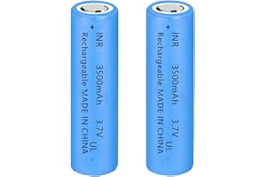 Yuntunele 2 Pcs 18650 Rechargeable 3.7V High Capacity 3500mAh Genuine18650 Flat Top Battery for Headlamp, LED Flashlight Blue
