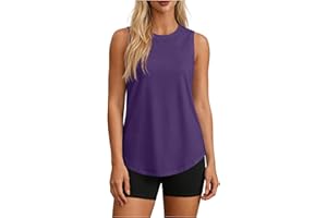 Workout Tops for Women UPF 50+ Sleeveless Athletic Tanks Running Side Slits Loose Sun Protection Gym Yoga Shirt