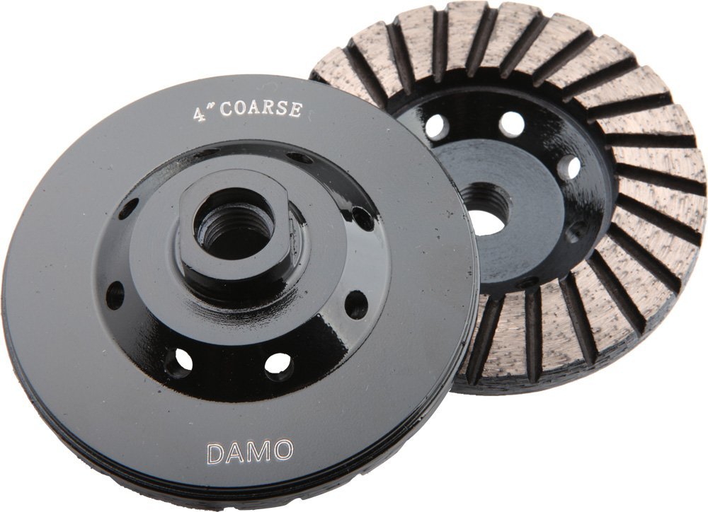 DAMO 4 inch Diamond Turbo Grinding Cup Wheel Coarse Grit for Grinder with 5/8"-11 Arbor for Concrete Granite Marble Grinding