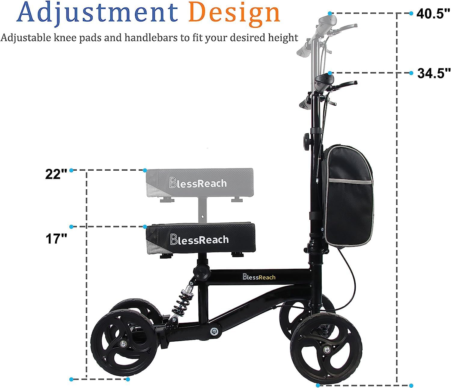 Economy Knee Scooter, Steerable Knee Walker, Foldable Knee Scooters for Foot Injuries Adult Best Crutches Alternative Black