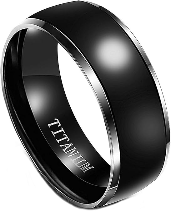 TaPfPmFD Titan Ringe F r Herren 8mm Poliert Wedding Band Comfort Fit 
