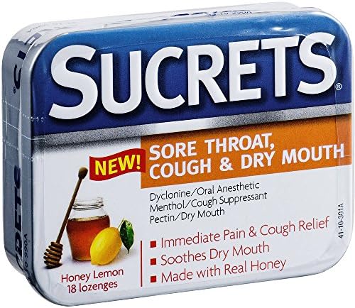 Sucrets Sore Throat, Cough &amp; Dry Mouth Honey Lemon - 18 Lozenges